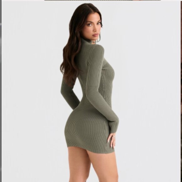 NWT HOUSE OF CB Jada lace-up knitted mini dress - Picture 5 of 8